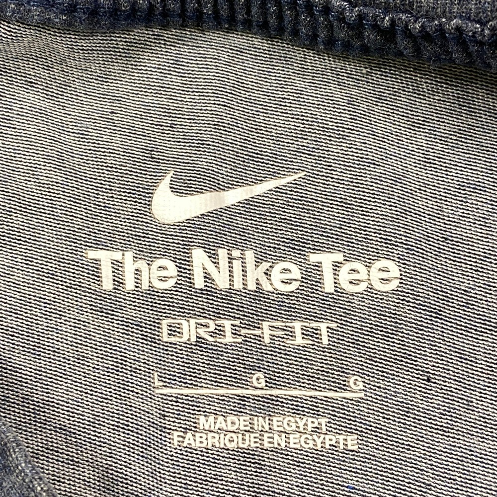 Nike Dri-FIT T-Shirt Men Large Minimalist Cotton Blend Athletic Navy Blue Gym - Picture 3 of 9